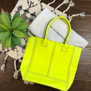 [BCBGMaxAzaria] $388 Neon Pebbled Leather Tote
